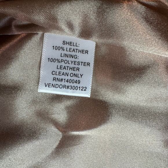 Vintage Leather Trench Chadwick's of Boston Metallic Tan Button-Down Coat 12T - Picture 5 of 7